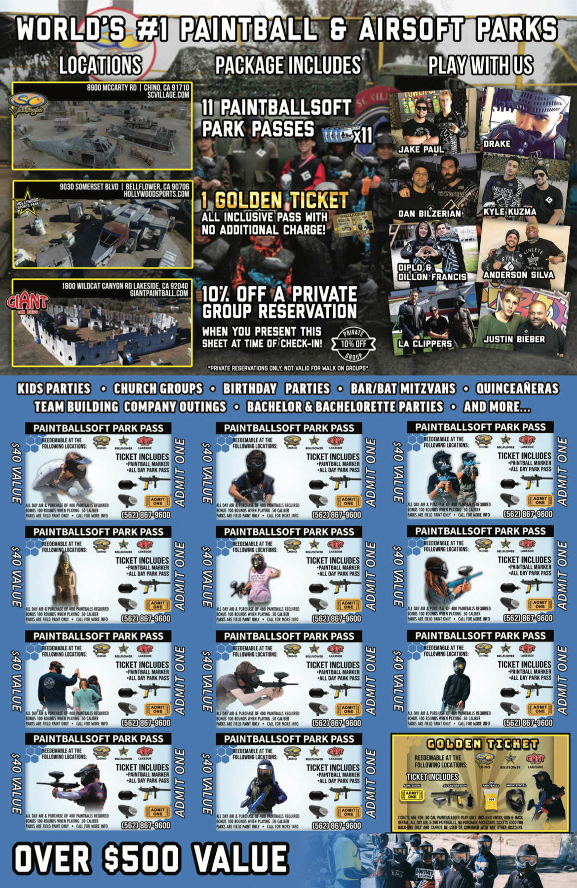 Full digital $60 park pass bundle sheet back