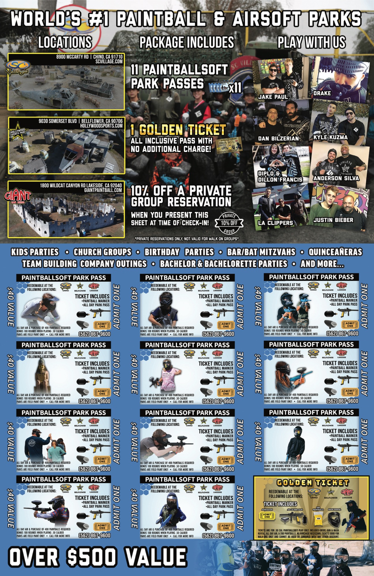 Hollywood Sports offer art with park pass and promo details